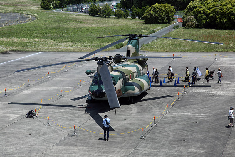 A JASDF CH-47 Chinook parked on the tarmac