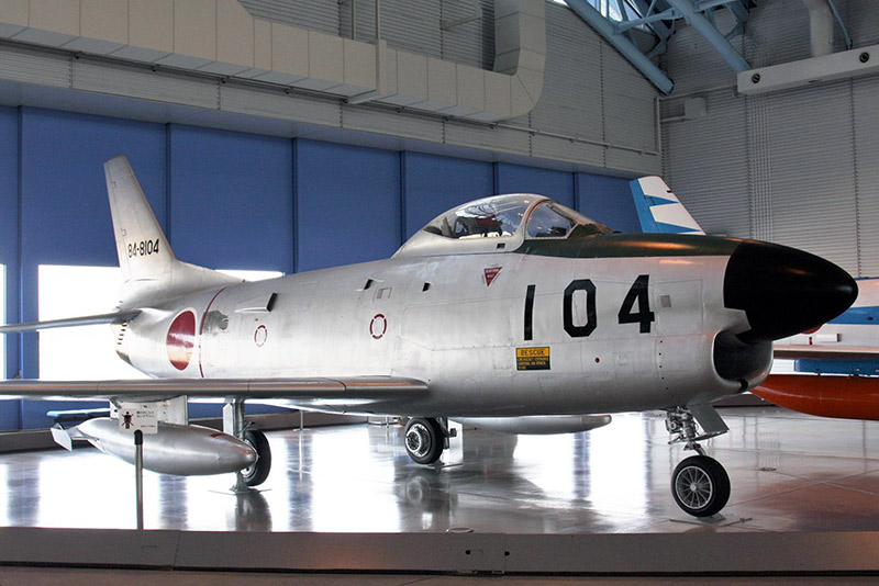 The F-86D, a variant of the F-86, inside the museum