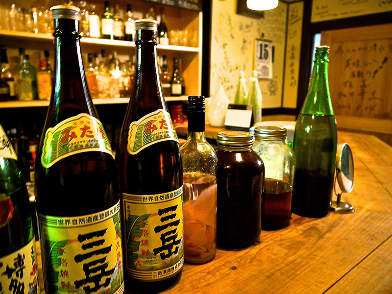 bottles and jars on counter