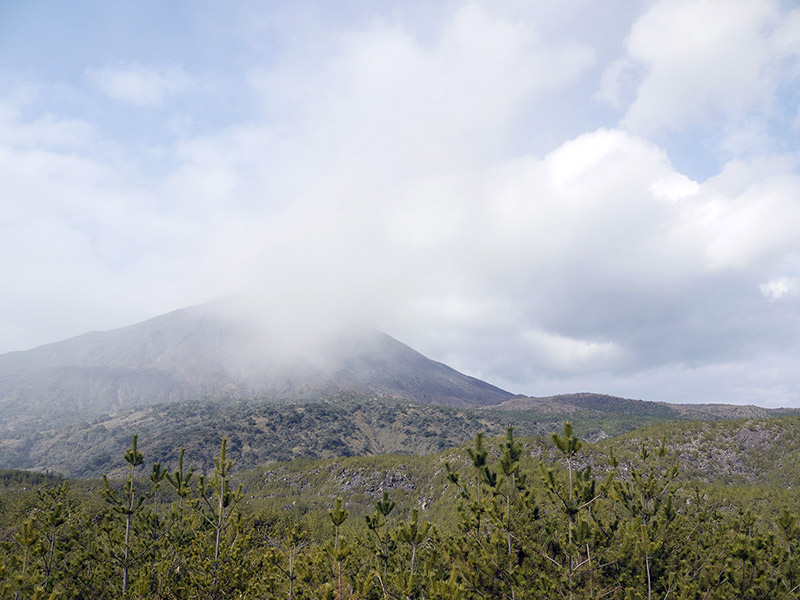 Hazy view of the volcano