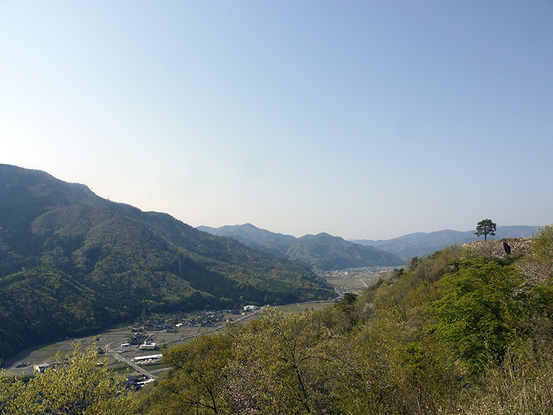 view of valley below from takeda castle