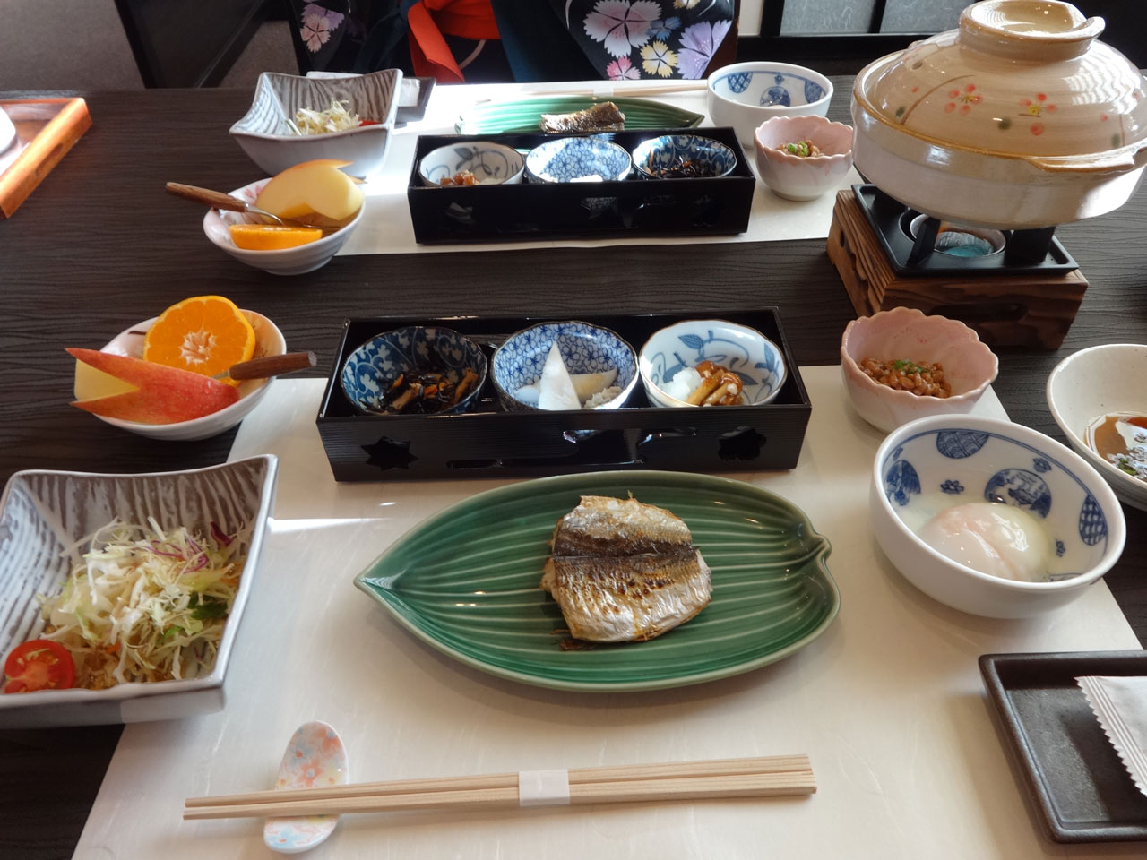 breakfast at an onsen hotel