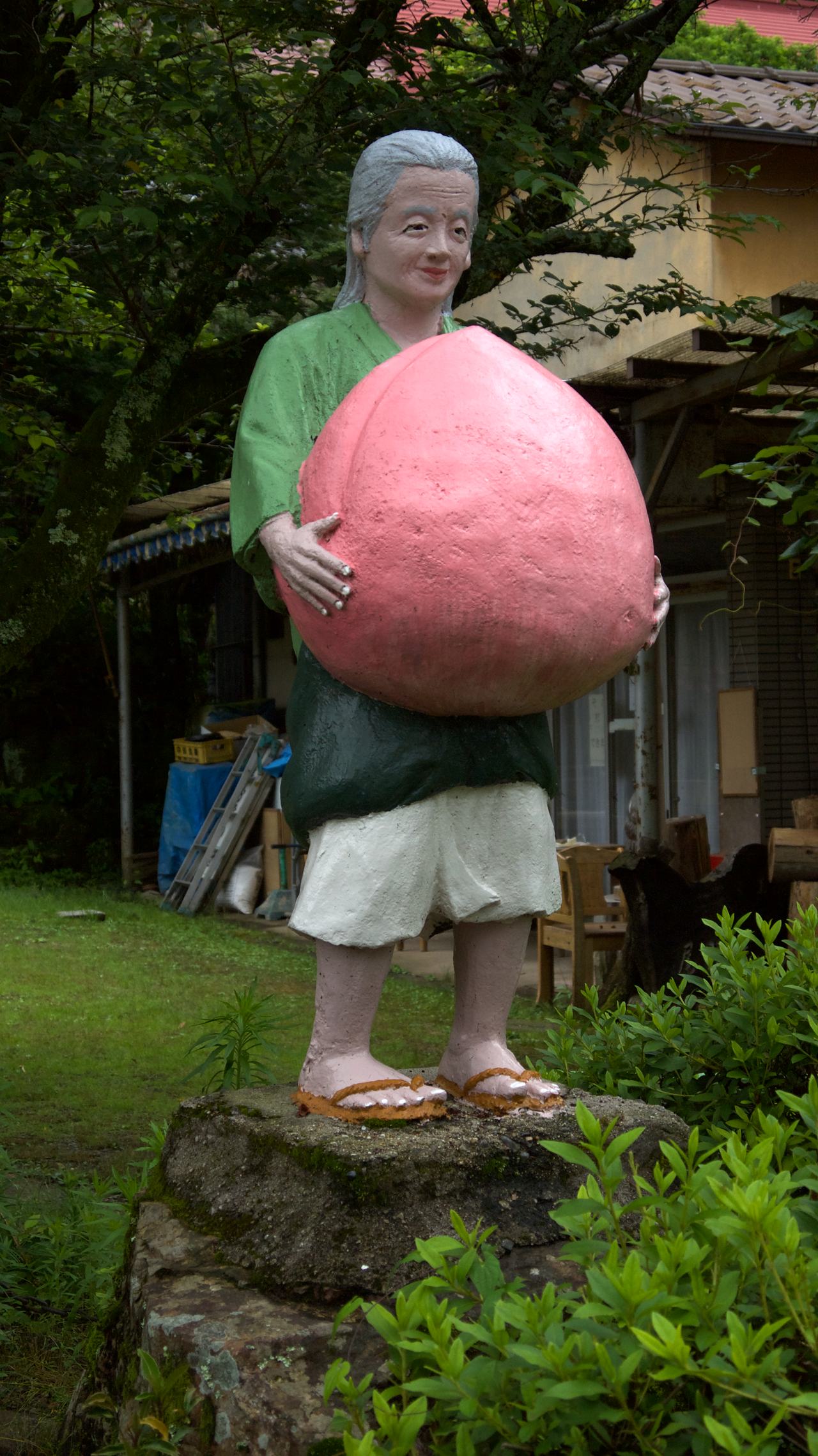 grandma holding a peach