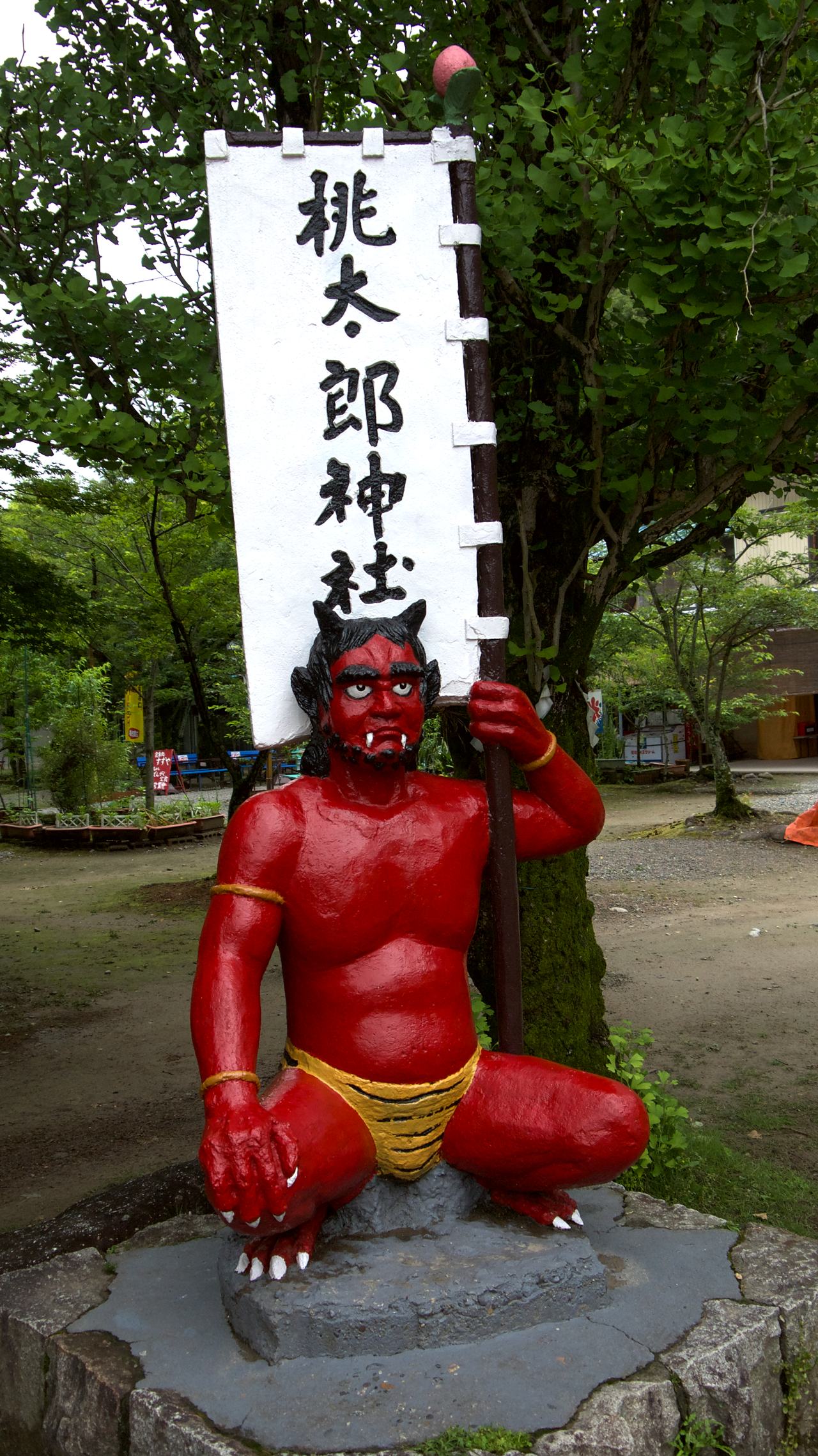 japanese demon holding a flag