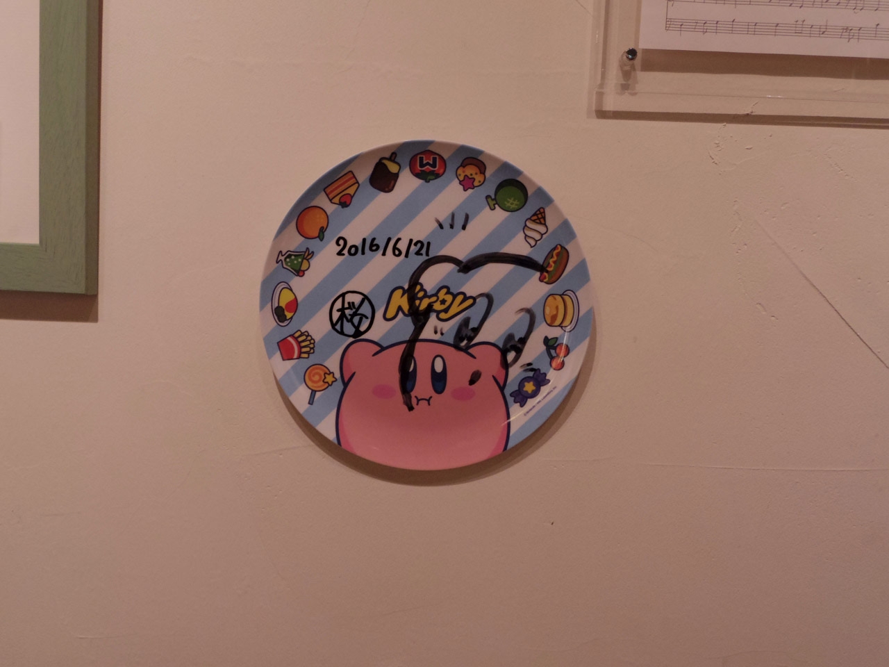 drawing of kirby on a kirby plate