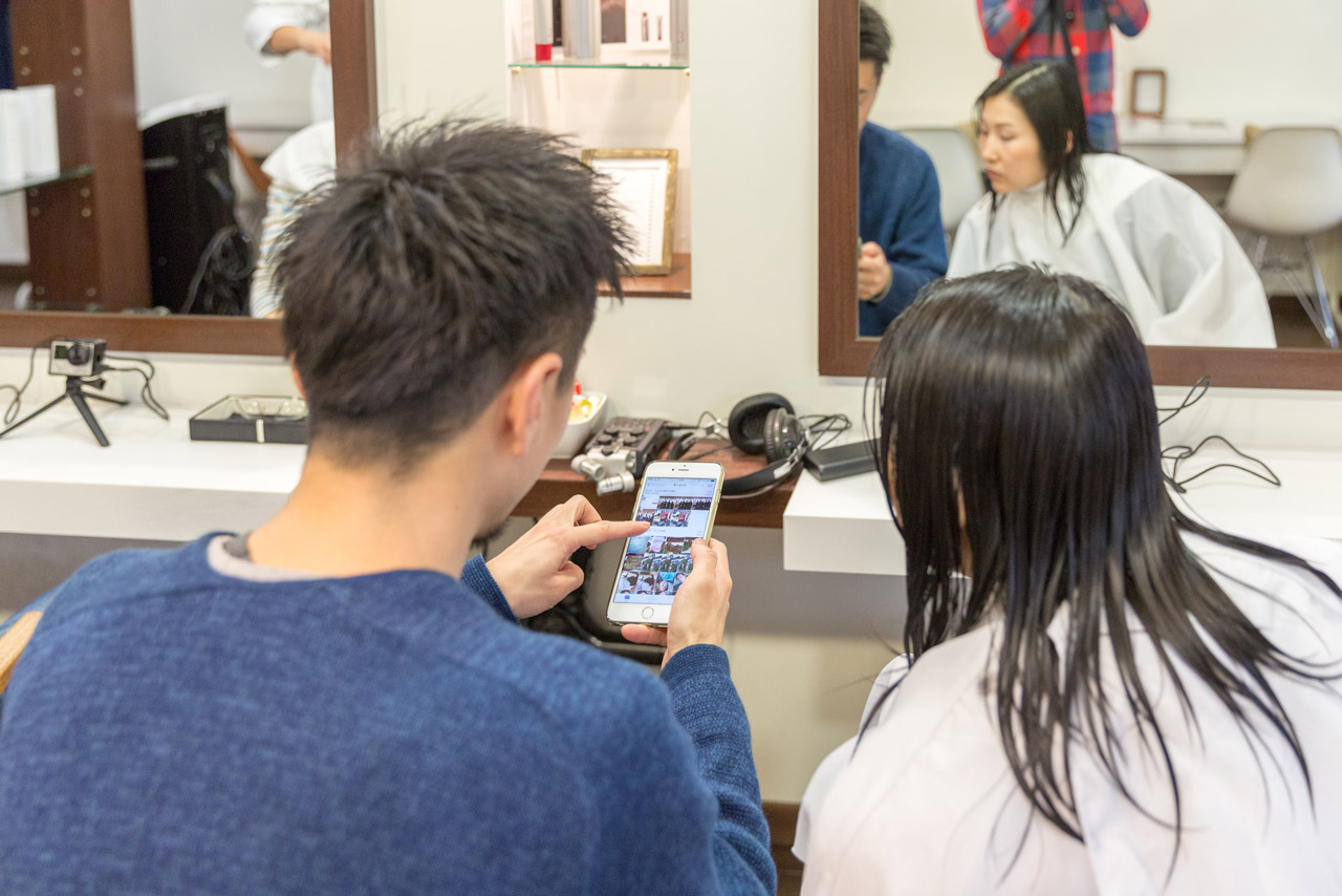 wet hair at japanese hair salon