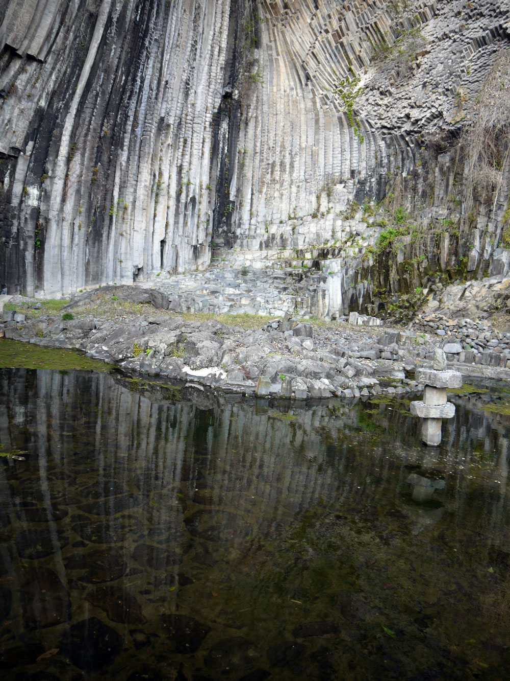 zigzag basalt rocks in japan