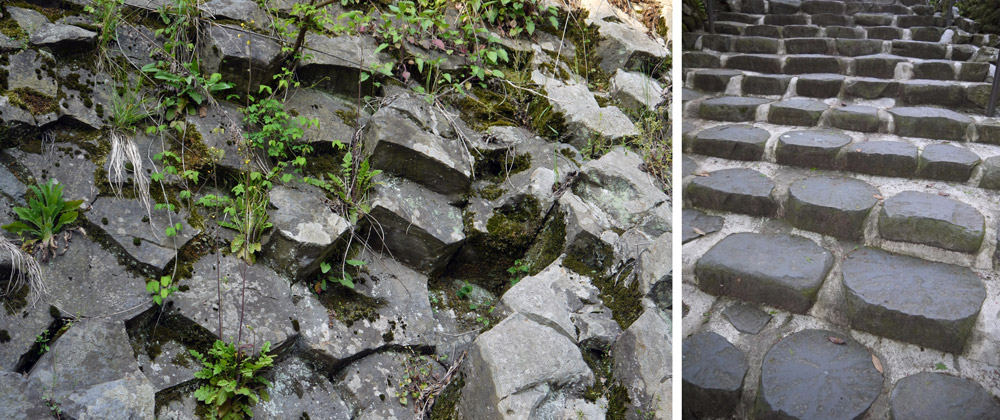 pentagon and hexagon stones arranged as stairs