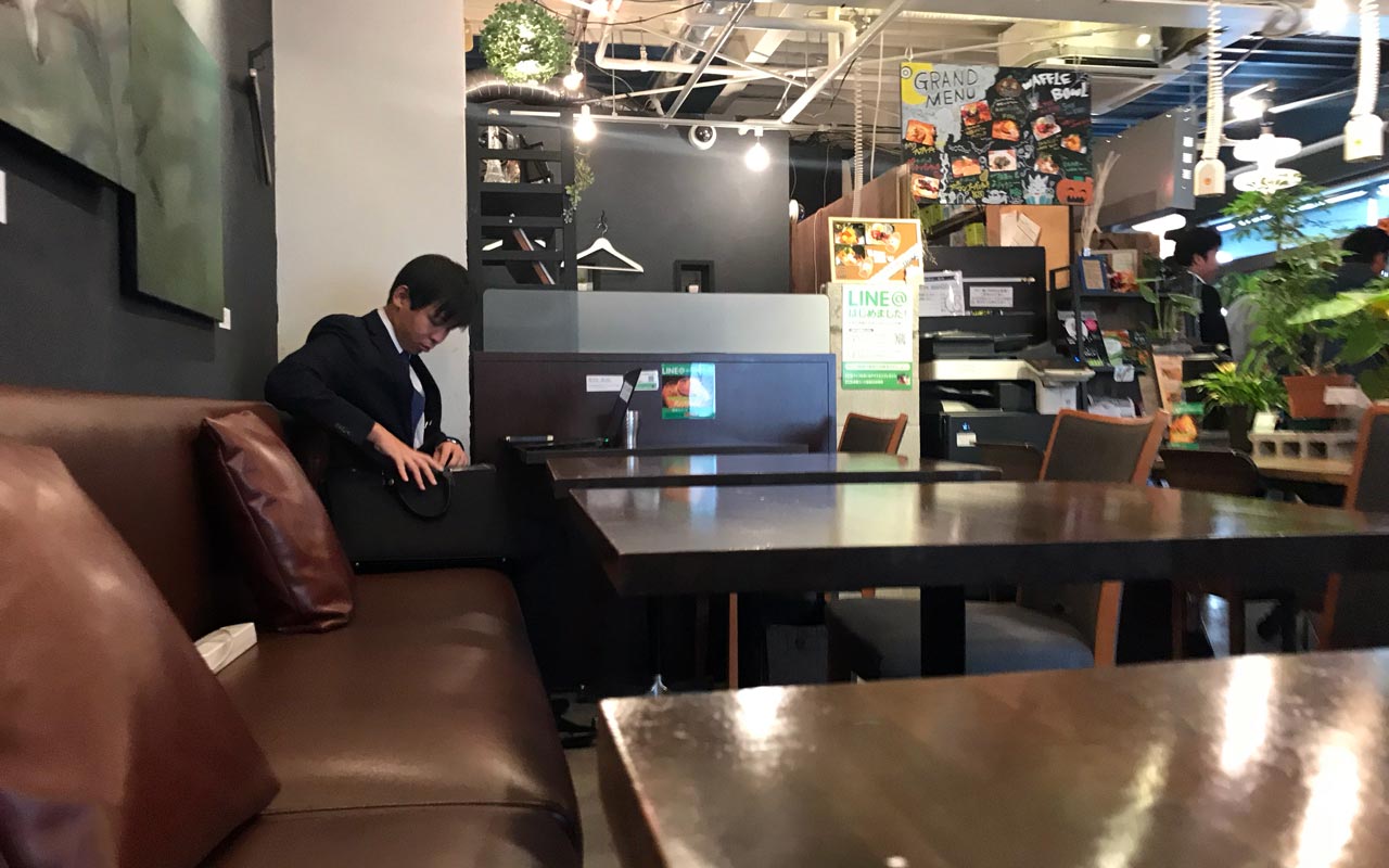 japanese salaryman at tokyo shared office