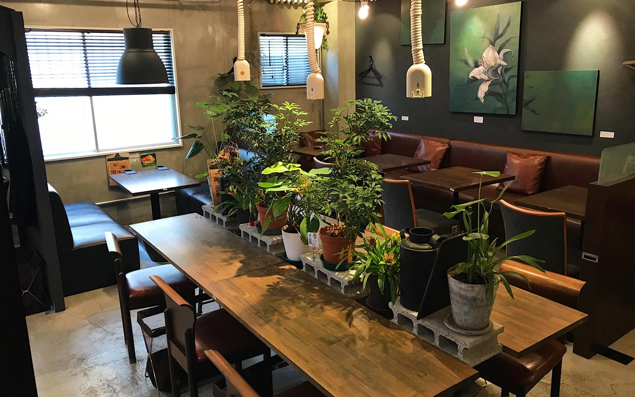 tables in a japanese coworking space