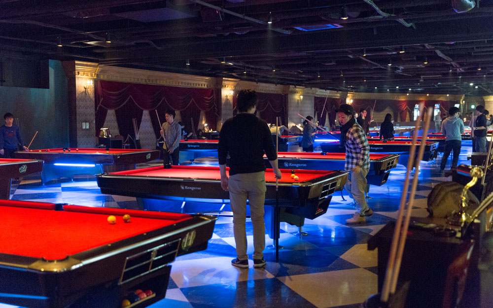 pool tables inside anata no warehouse