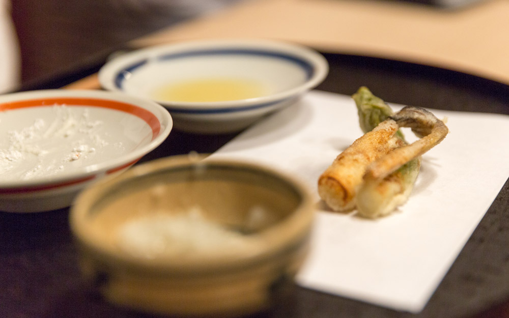 udo bud tempura made by chef sakakibara