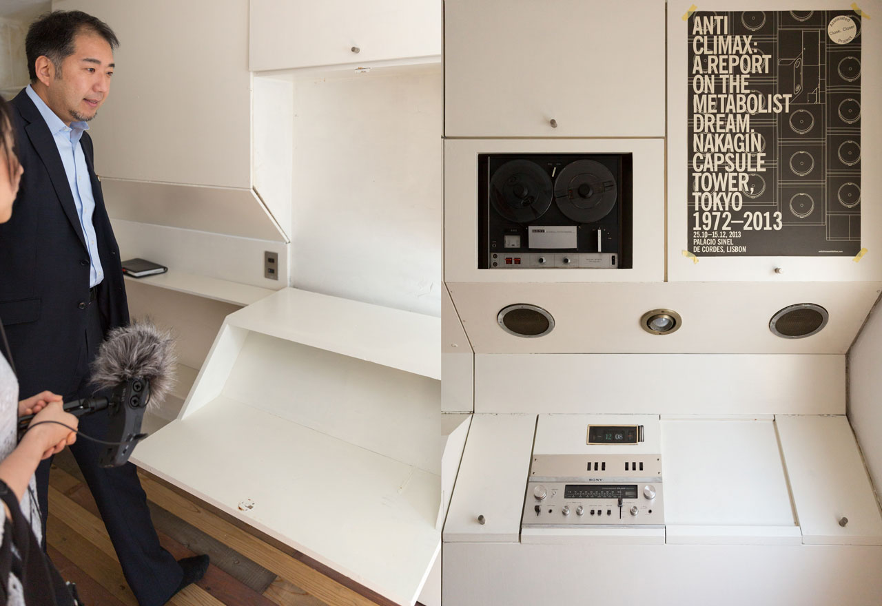 renovated cabinets and sound system at nakagin capsule tower