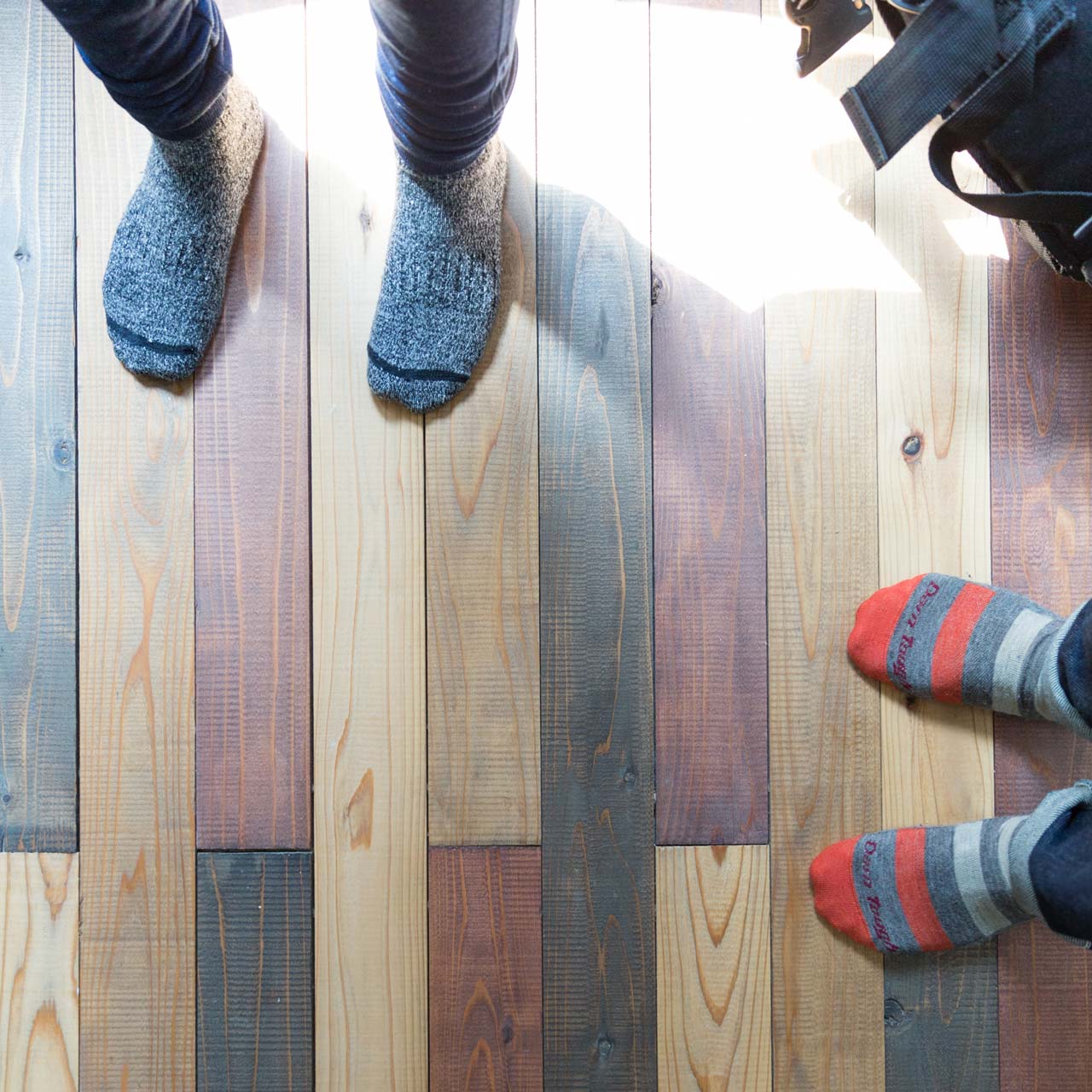 hardwood floors and feet in nakagin capsule tower