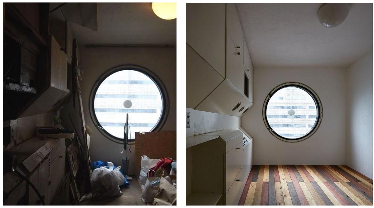 interior view of nakagin capsule tower room