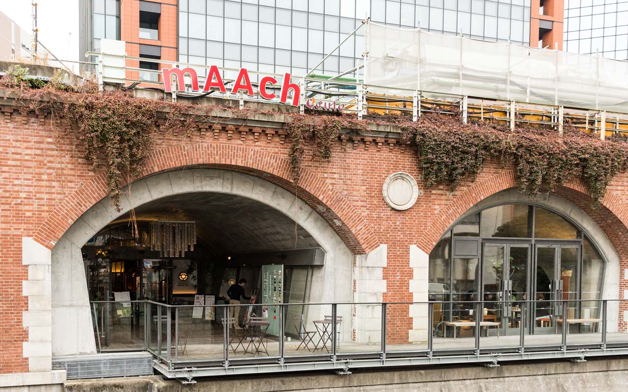 exterior of maach ecute next to kanda river in tokyo