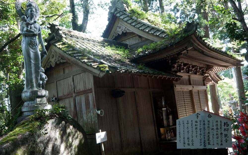 japanese temple with roof covered in grass