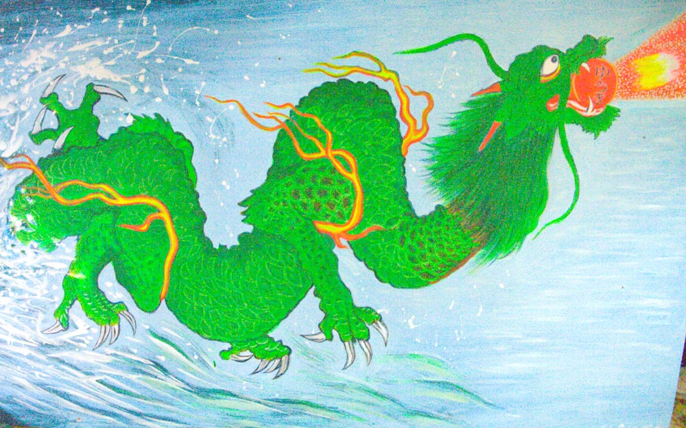 painting of green dragon